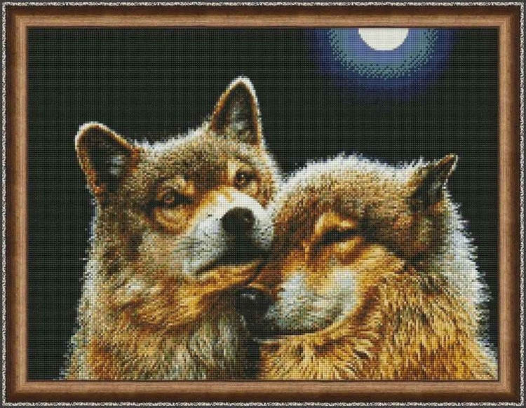 Алмазная вышивка «Волк и волчица» — картинка 2