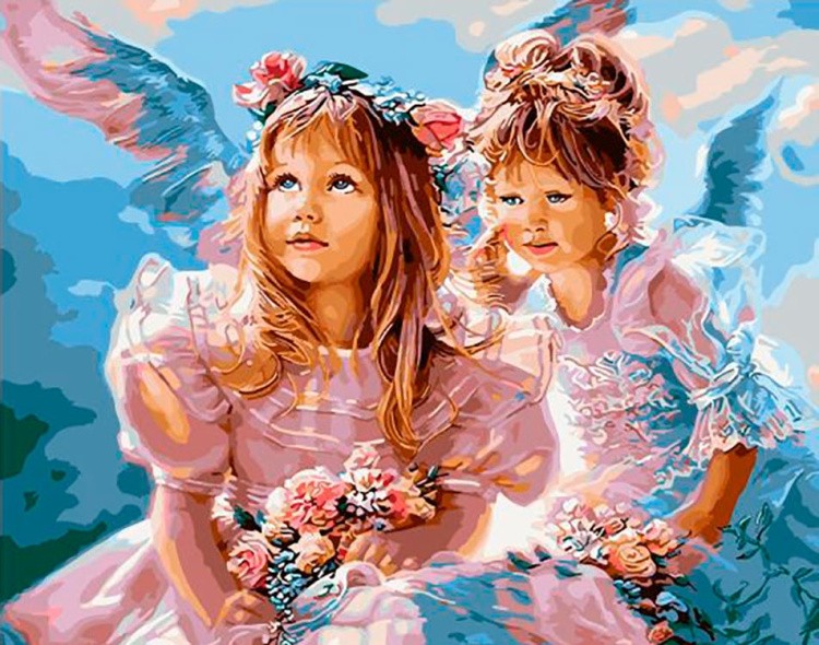 Картина по номерам «Aнгeлы-сестрички»