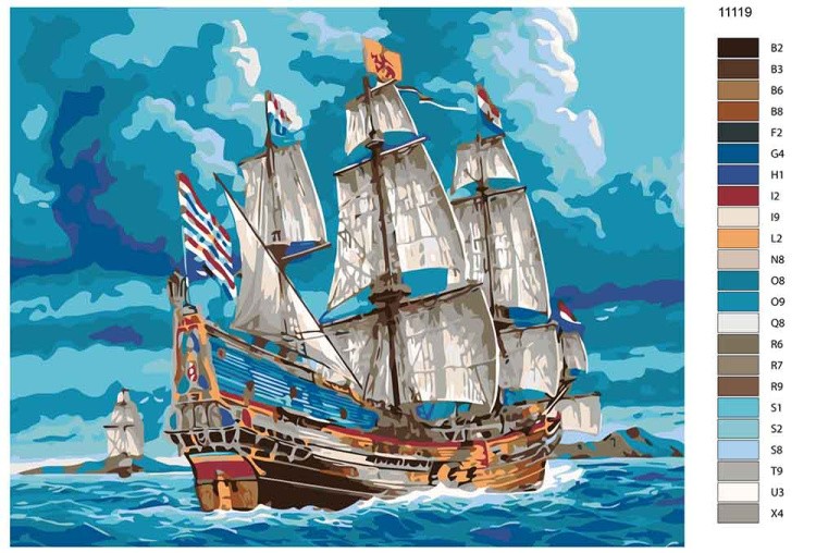 Картина по номерам «Парусник в открытом море» — картинка 2