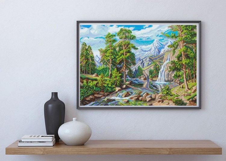 Алмазная вышивка «Пейзаж с водопадом» — картинка 5