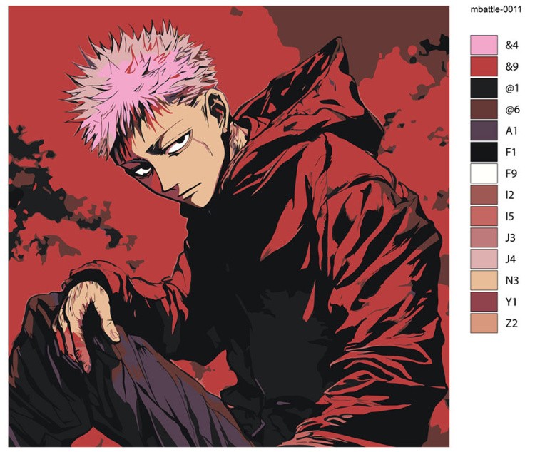 Картина по номерам «Аниме манга Магическая битва: Юдзи арт» — картинка 2