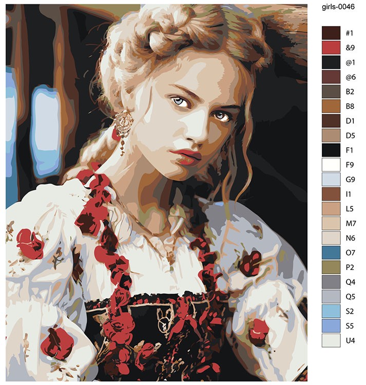 Картина по номерам «Девушка в национальном костюме в стиле фешн» — картинка 2