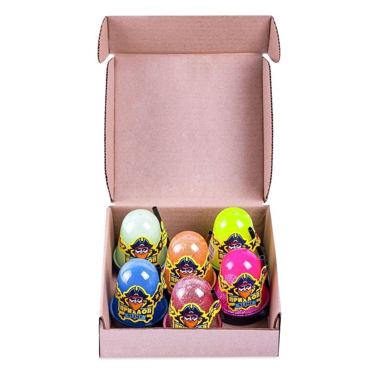 Набор слаймов в боксе «Прихлоп. Пират», 6 шт. капсулы по 130 г (люминофор, флуорисцент) — картинка 3