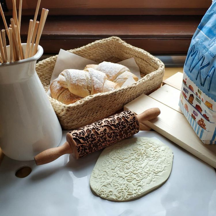 Деревянная скалка с узором «Кошечки», Березка — картинка 4