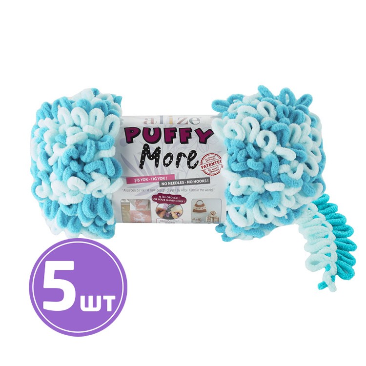 Пряжа ALIZE Puffy More (6409), мультиколор, 5 шт. по 150 г