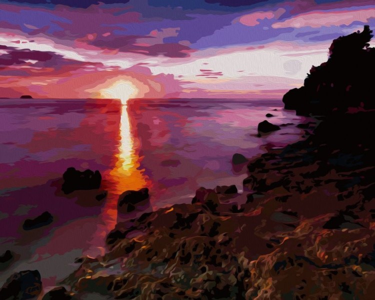 Картина по номерам «Отражение заката в море»