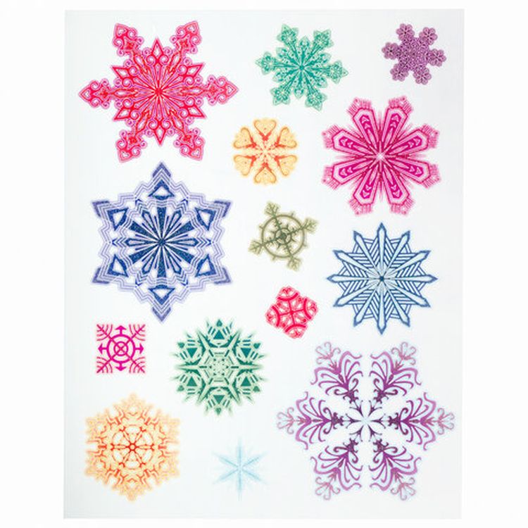 Украшение для окон и стекла «Разноцветные снежинки 4» — картинка 2