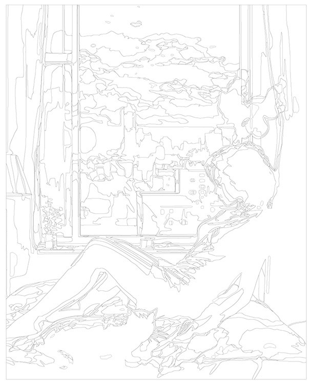 Картина по номерам «Девушка с котом у открытого окна» — картинка 3