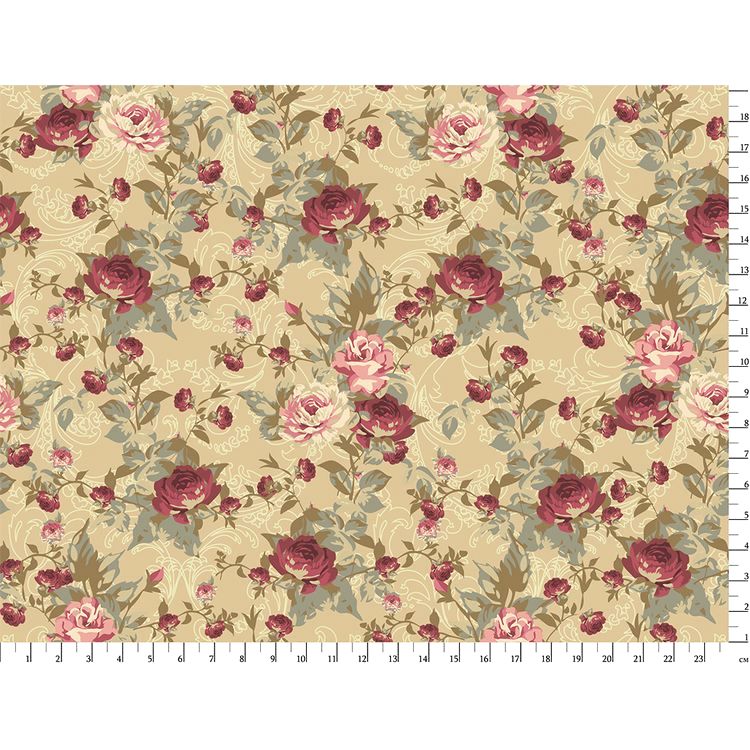 Ткань для пэчворка «ВИКТОРИАНСКИЕ РОЗЫ», 50x55 см, 146 г/м2, 100% хлопок, цвет: ВР-29 принт, Peppy — картинка 2
