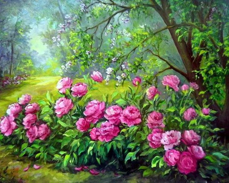 Алмазная вышивка «Кустовые розы» — картинка 2