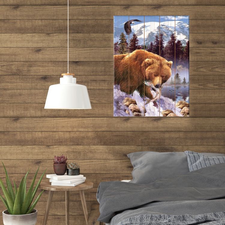 Картина по номерам по дереву «Медвежий улов» — картинка 3