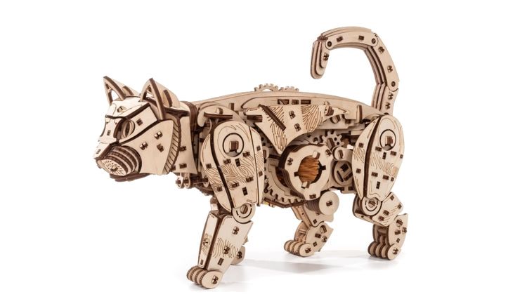 Сборная модель деревянная, конструктор 3D EWA «Механический Кот (Кошка)» — картинка 4