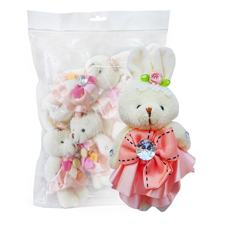 Мягкие игрушки для создания букета «Заяц в светло-розовом» (5 игрушек) — картинка 2