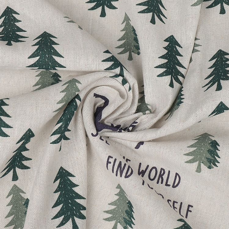 Ткань льняная, 1 м x 150 см, 140 г/м², цвет: бежевый, принт, TBY — картинка 2