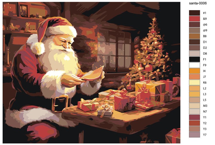Картина по номерам «Новогодняя: Дед Мороз с подарками 2» — картинка 2