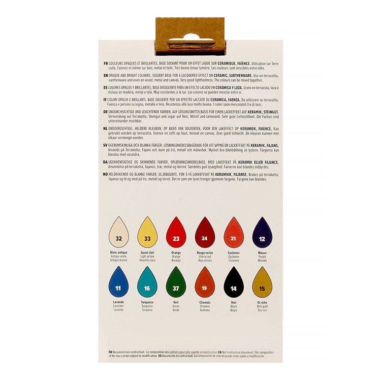 Набор красок Pebeo Ceramic «Исследование» по керамике и металлу, 12 цв. — картинка 6