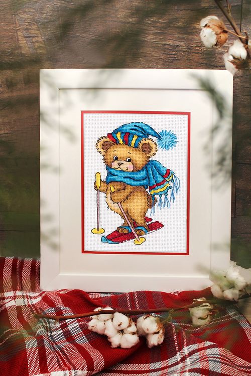Набор для вышивания «Мишка на лыжах» — картинка 3