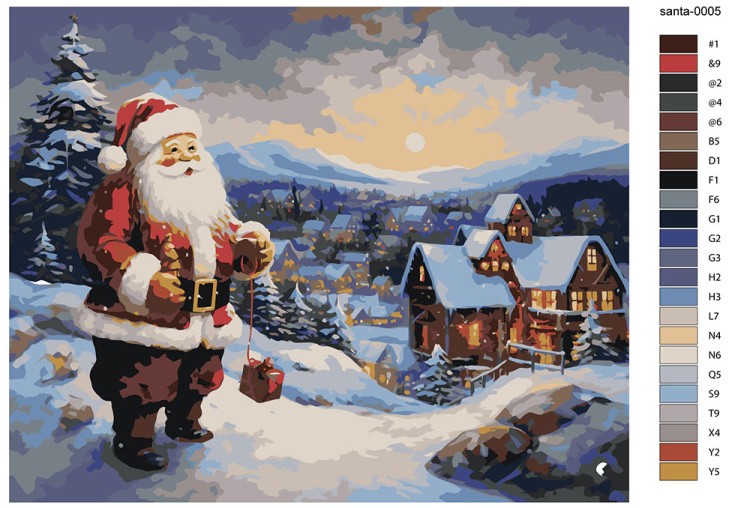 Картина по номерам «Новогодняя: Дед Мороз в зимнем городке 2» — картинка 2