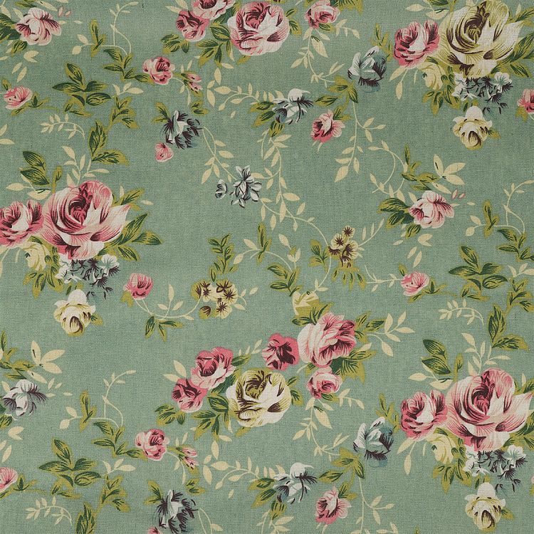 Ткань Лен, 140 г/м², 5 м x 150 см, цвет: зеленый, цветочный принт, TBY — картинка 4