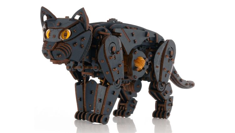 Сборная модель деревянная, конструктор 3D EWA Механический «Черный Кот (Кошка)» — картинка 5