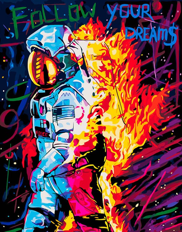 Картина по номерам «Астронавт в пламени»