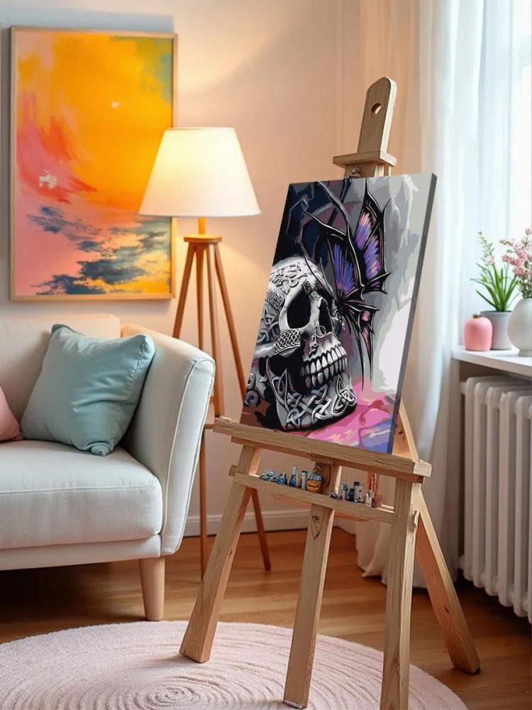 Картина по номерам «Skull and butterfly» — картинка 10