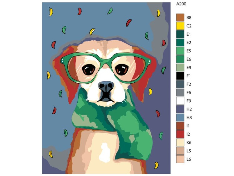 Картина по номерам «Собачка в шарфе» — картинка 2