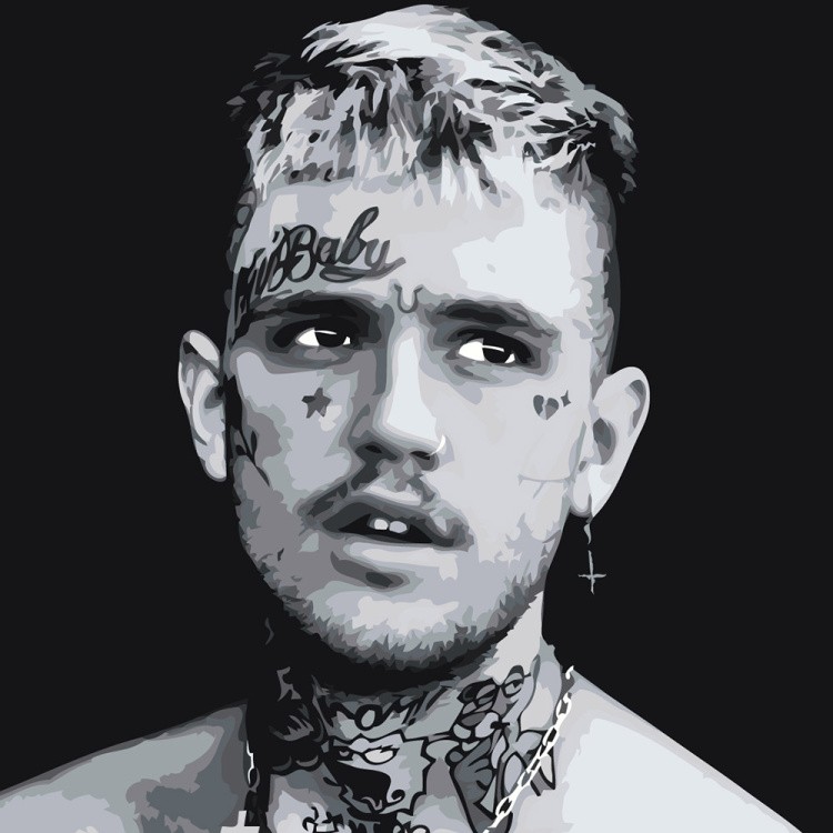 Картина по номерам «Рэпер Лил Пип Lil Peep: чб портрет»