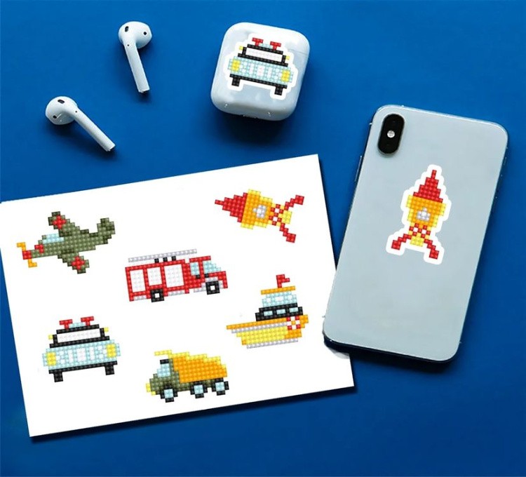 Алмазная вышивка «Машинки» (самоклеящиеся наклейки/стикеры) — картинка 2