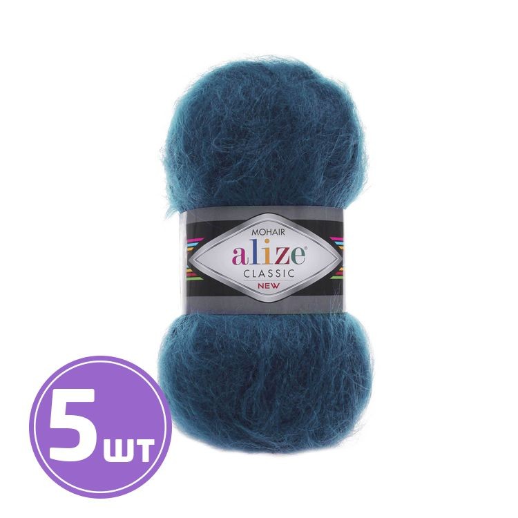 Пряжа ALIZE Mohair classik new (403), морская волна, 5 шт. по 100 г