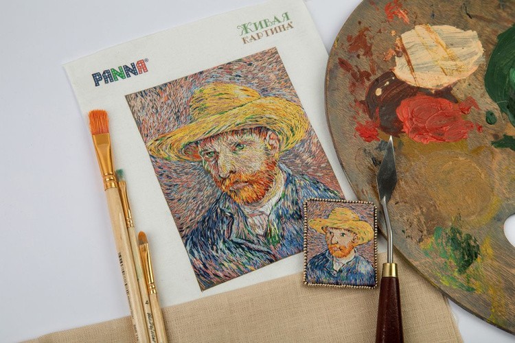 Набор для вышивания «Брошь. Автопортрет в соломенной шляпе» — картинка 6