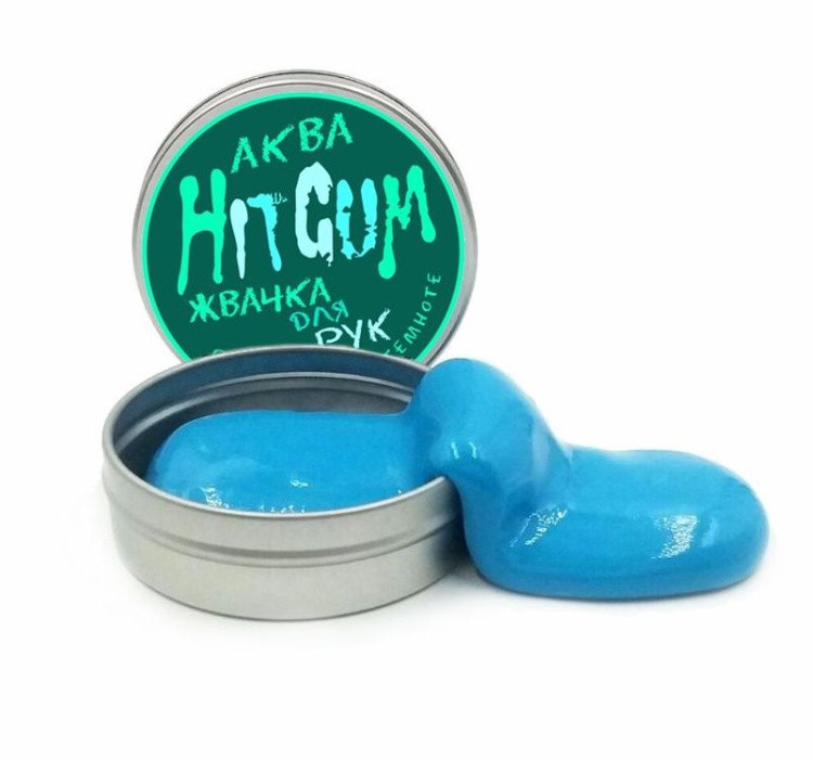 Жвачка для рук HitGum Светящаяся в темноте, Аква — картинка 3