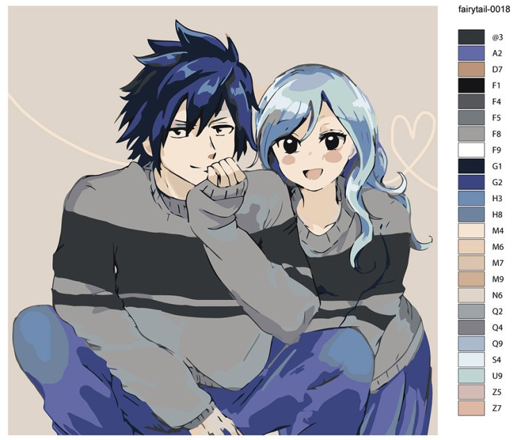 Картина по номерам «Аниме манга Хвост Феи: Дождия и Грей арт» — картинка 2