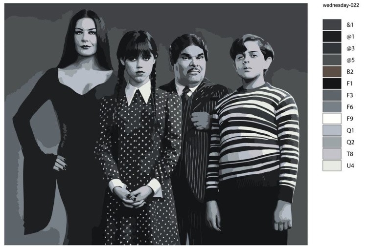 Картина по номерам «Wednesday Уэнсдей Аддамс: Семейка» — картинка 3