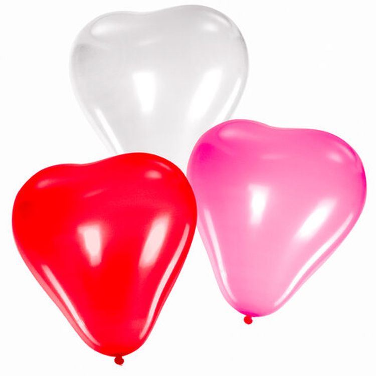 Шары воздушные в форме сердца, 10" (25 см), комплект 50 шт., 3 цвета — картинка 3