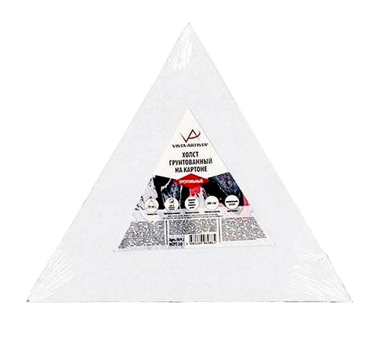Холст грунтованный на картоне Vista-Artista, треугольный, хлопок, 20х17,3 см