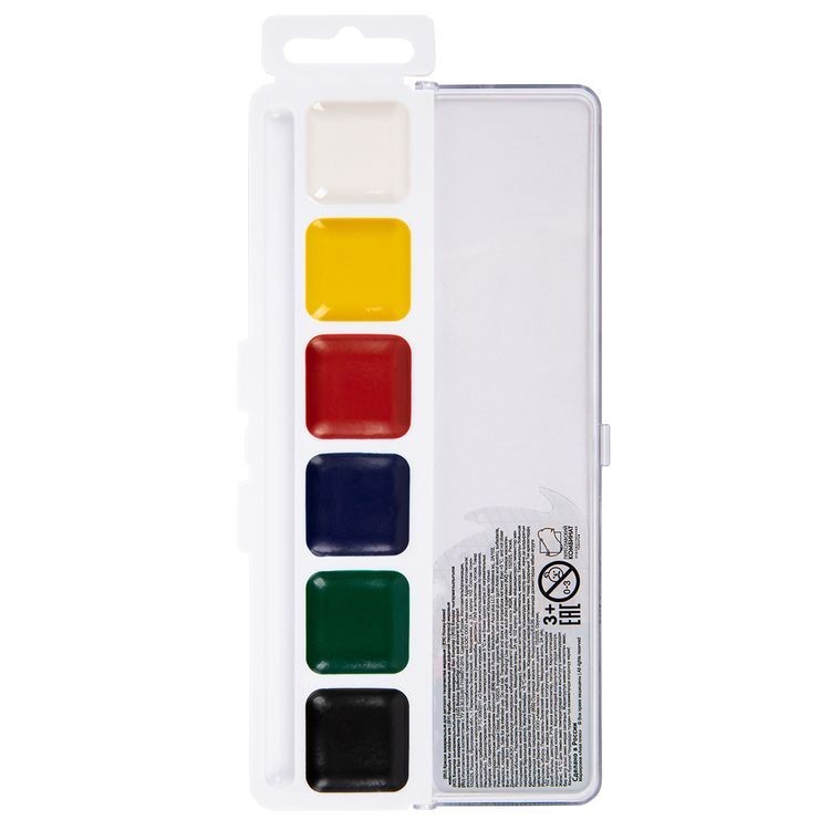 Краска акварель «Учись», медовые, без кисти, 6 цв., Лео — картинка 2