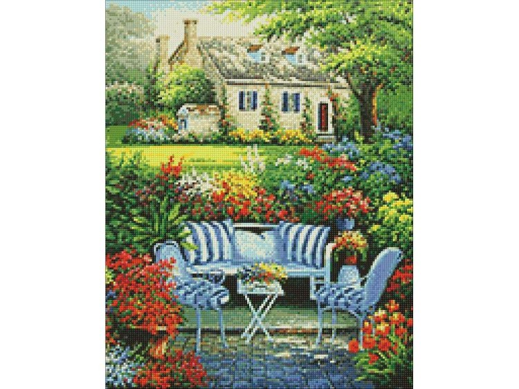 Алмазная вышивка «Уютный цветник» — картинка 2