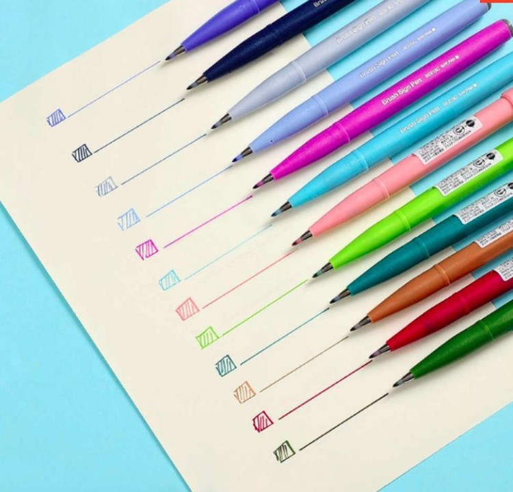 Фломастер-кисть Brush Sign Pen, 2 мм, цвет: оливковый, Pentel — картинка 5