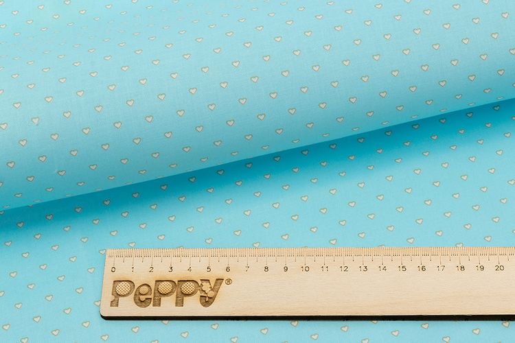 Ткань для пэчворка «БАБУШКИН СУНДУЧОК», 50x55 см, 140 г/м2, 100% хлопок, цвет: БС-38 сердечки голубой, Peppy — картинка 2