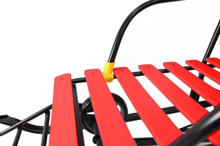 Санки детские Snow Black Auto красные рейки с колесами — картинка 18