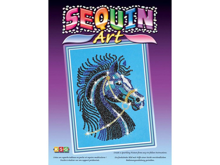 Мозаика из пайеток и бусин «Черная лошадь» — картинка 2