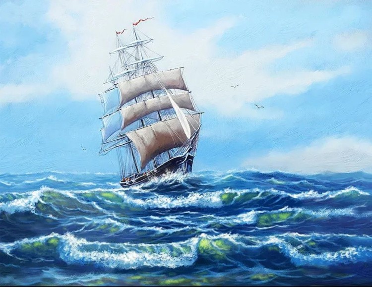 Алмазная вышивка «Корабль с белыми парусами»