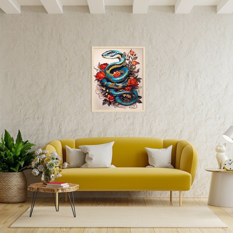 Картина по номерам с поталью «Змея в цветах» — картинка 7