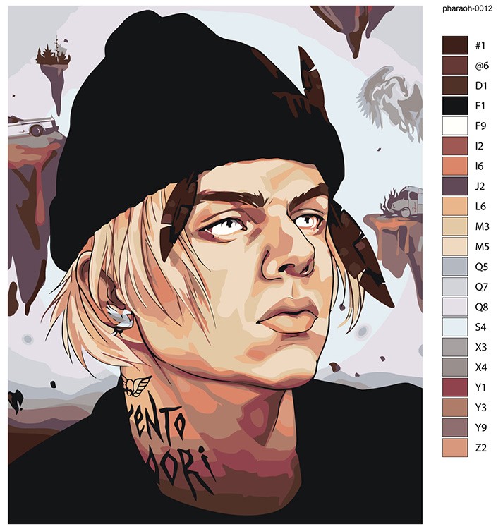Картина по номерам «Рэпер Pharaoh Фараон Арт 4» — картинка 2