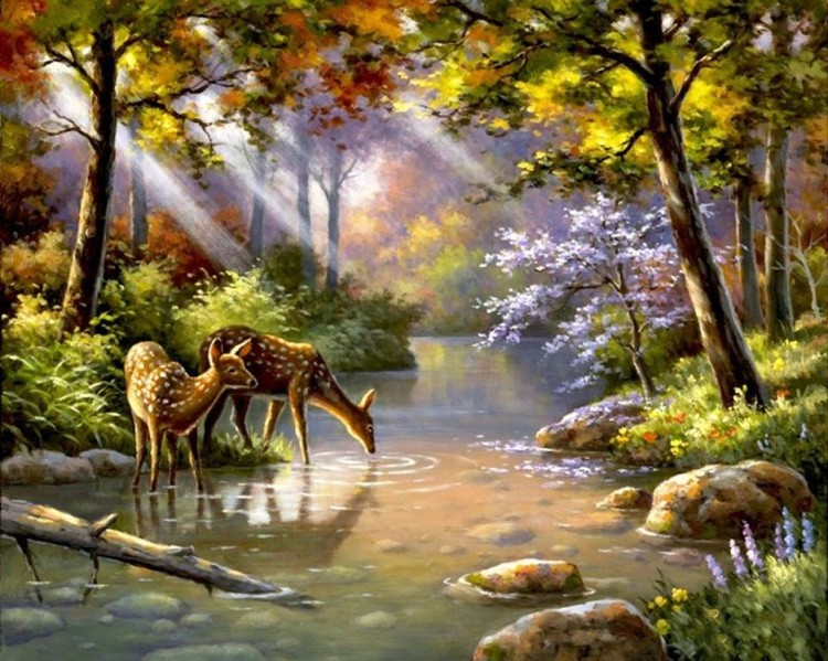 Алмазная вышивка «Водопой» — картинка 2