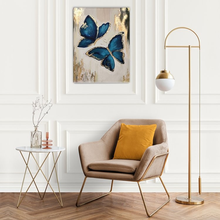 Картина по номерам с поталью «Синие бабочки» — картинка 7