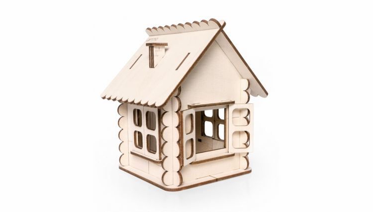 Деревянный конструктор, набор для творчества Lemmo «Кошкин домик» — картинка 2