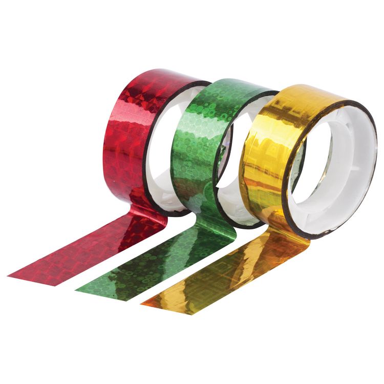 Клейкие ленты декоративные голографические, ассорти №2, 3 шт., 15 мм х 5 м — картинка 3