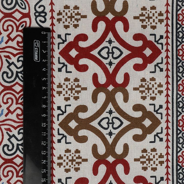 Ткань льняная, 1 м x 150 см, 140 г/м², цвет: красный, принт, TBY — картинка 5